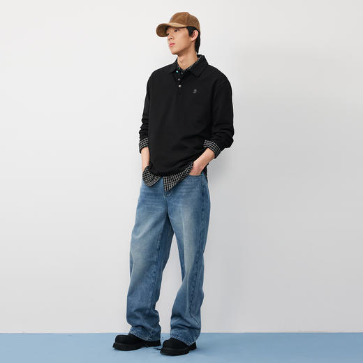 潮牌重磅水洗仿【绿松石】纽扣直筒牛仔裤男休闲百搭NP57DT61 商品图1