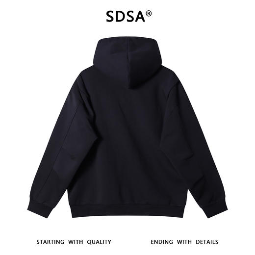 SDSA男士秋冬新款痞帅男装潮牌纯色抽绳连帽卫衣高街痞帅套头上衣 商品图5