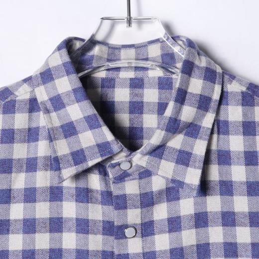 2173SDSA男士秋冬新款痞帅男装潮牌撞色格纹格子翻领长袖衬衫休闲衬衣 商品图2