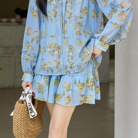 奢姿大码女装2025秋季减龄半松紧印花半身裙胖妹妹时尚简约短裙