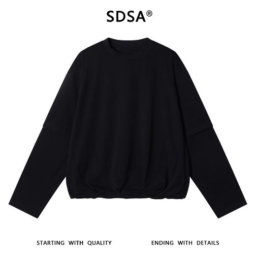 1720男士秋冬新款痞帅男装韩版纯色袖子拼接设计圆领卫衣百搭宽松 商品图1