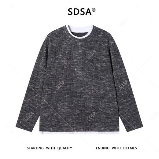 87765SDSA男士秋冬新款痞帅男装潮流针织撞色圆领假两件长袖T恤时尚 商品图1