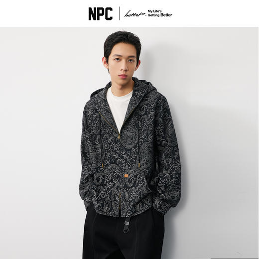 潮牌腰果花连帽宽松休闲印花速干外套满印复古NP58TJ24 商品图0