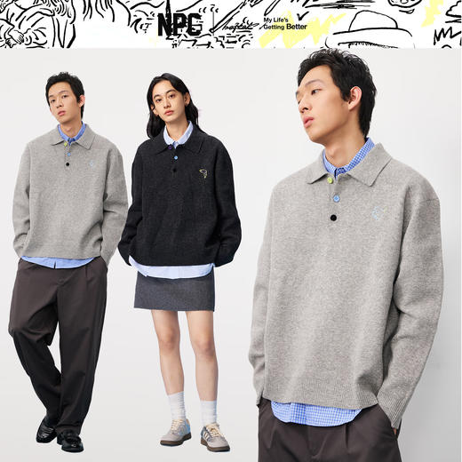 NPC潮牌博物馆奇妙夜系列毛衣男女情侣秋冬宽松休闲保暖NP57SW55 商品图0