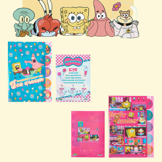 日本太阳星SUN-STAR海绵宝宝限定5档文件夹A4 商品图0