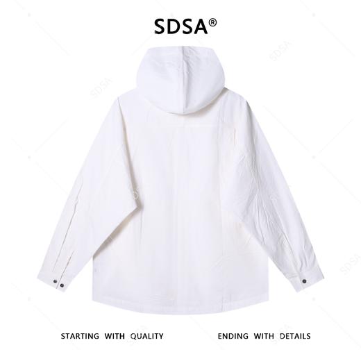 043139SDSA男士秋冬新款痞帅男装极简风纯色连帽长袖衬衫百搭宽松衬衣 商品图5