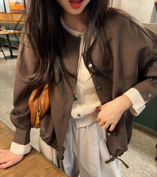 老米优品🎈3-7天发！巨显瘦~《法式假两件衬衫》 60支  100%匹马棉 美拉德色系 衣摆抽绳设计 设计感小众上衣 商品图5