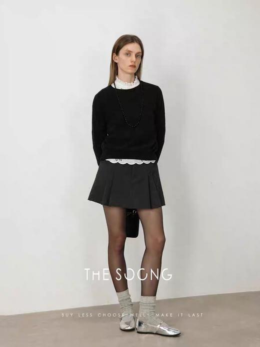 THESOONG/早秋新款48支进口纱线软糯圆领纯色毛针织衫HSMY5009 商品图3