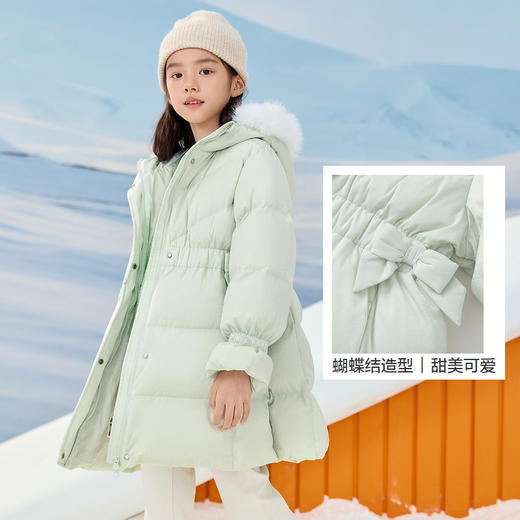 巴拉巴拉童装儿童羽绒服女童冬季中长款收腰加厚保暖外套蓄热防护 商品图3