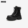 MIO米奥毛毛马丁靴厚底粗跟加绒保暖时装靴绑带女靴M256666818 商品缩略图1