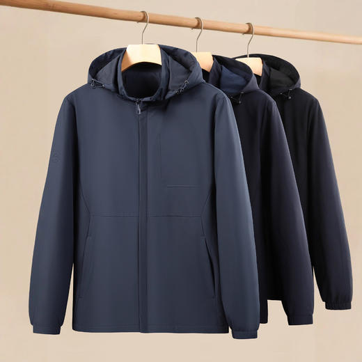 【DK】大依优型大码男装连帽夹克外套可脱卸帽秋季户外防风休闲商务百搭加肥加大夹克 商品图3