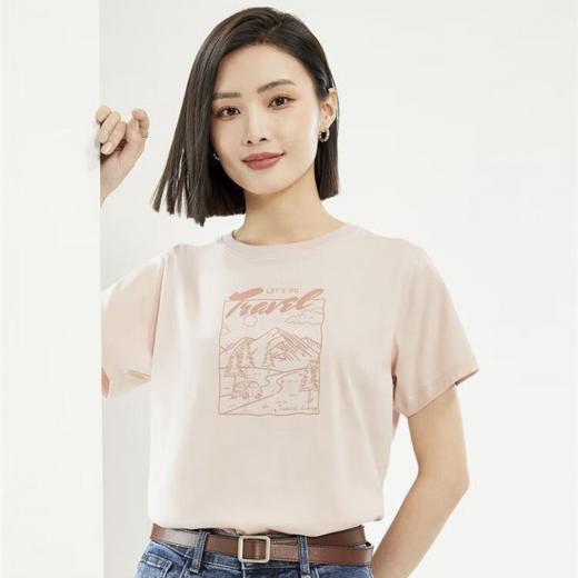 佐丹奴女装棉质针织旅行日记印花圆领短袖T恤13394202 商品图4