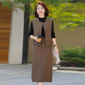 FW 219妈妈秋装端庄大气套装洋气妈妈马甲上衣半身裙子