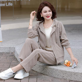 FW 269妈妈洋气运动服套装连帽外套春秋休闲两件套