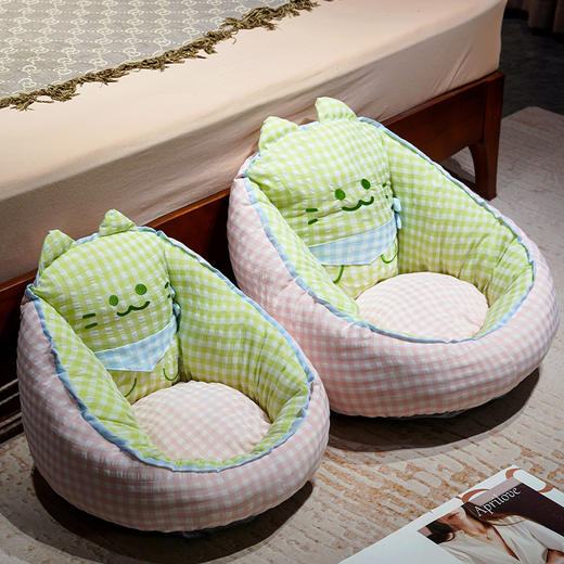 自然醒三维立体PP棉方巾喵格子蒲团坐垫QYL 商品图13