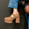【预售5天】厚底乐福鞋女春秋季新款粗跟单鞋百搭增高英伦风小皮鞋ZMXY&ZM5200 商品缩略图0