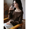 鹿向南「可可糖果」设计感长袖针织衫女早秋好看深棕色半身裙套装 商品缩略图4