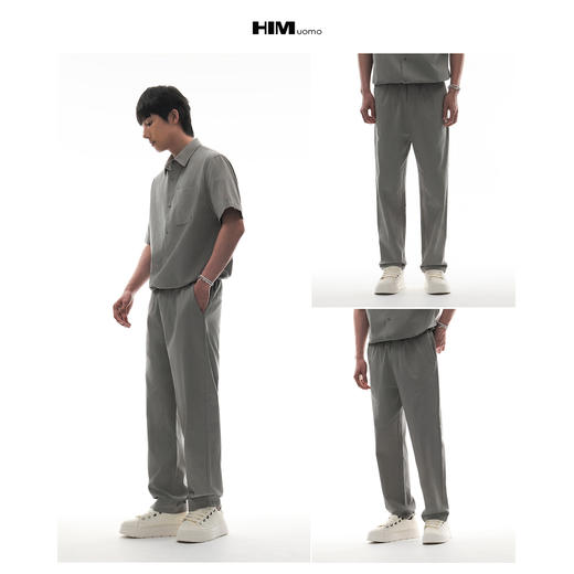 HIM漢崇 舒适抽绳松紧腰裤腰轻薄柔软透气百搭休闲裤男 2026春季 商品图3