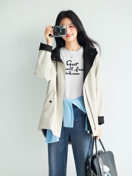 【经典款】【商场同款】伊芙丽春秋撞色连帽派克式风衣1G7860021 商品图2