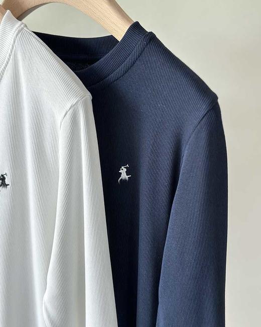 单品包邮现货 THS-限时 女士 RL马球 经典半开襟坑条罗纹长袖打底衫长袖T恤 2色 BH2626 商品图1