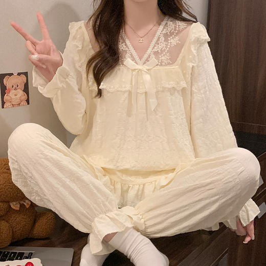 【GZ】无忧购公主风睡衣蕾丝花边长袖云朵棉家居服6930（截单后7天发货) 商品图7