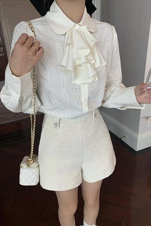 amadella 气质白色领结装饰长袖衬衫上衣 20976 商品图1