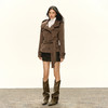 Ariseism 美式复古设计感咖色连帽毛昵大衣女秋季新款上衣外套 商品缩略图3