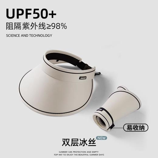 全脸防晒，显脸小【隔绝98%紫外线！双层冰丝！易收纳】防晒帽空顶女夏季骑车防紫外线uv遮阳帽百搭大檐折叠太阳帽。ha 商品图3