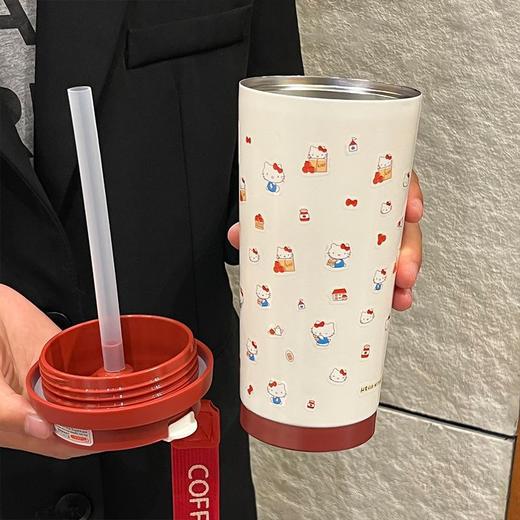 【YW】无忧购小猫贴纸少女心保温杯高颜值大容量吸管咖啡杯（截单后3-5天发货) 商品图2