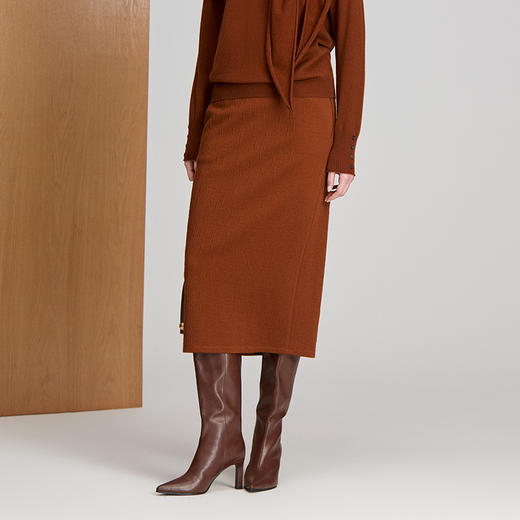 EITIE爱特爱弹力丈根腰头设计时尚年轻好穿搭直筒版型冬季保暖半裙8406110 商品图5