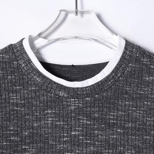 87765SDSA男士秋冬新款痞帅男装潮流针织撞色圆领假两件长袖T恤时尚 商品图2