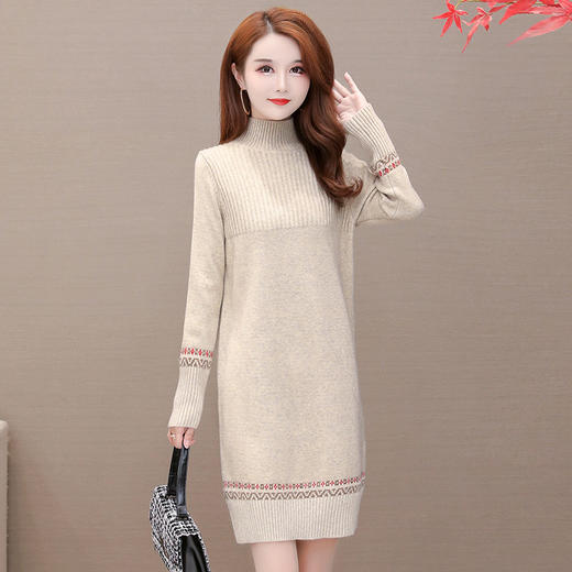 QYM 5CX8001-Y针织连衣裙厚款毛线裙包臀裙中长款裙 商品图1