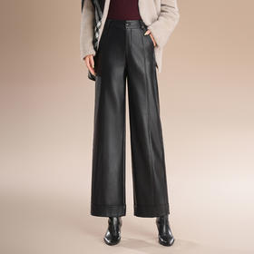 时尚九分PU皮裤，垂感修身直筒裤洋气阔腿裤MYX-HYH-83515-L