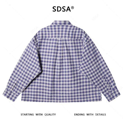 2173SDSA男士秋冬新款痞帅男装潮牌撞色格纹格子翻领长袖衬衫休闲衬衣 商品图5