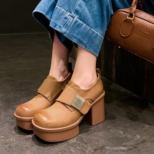 【预售5天】厚底乐福鞋女春秋季新款粗跟单鞋百搭增高英伦风小皮鞋ZMXY&ZM5200 商品图3