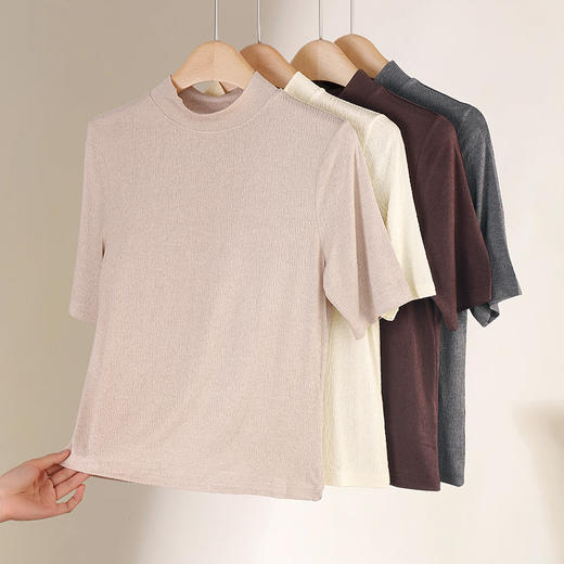 美奈川 羊绒提花小高领中袖BN09179 商品图1