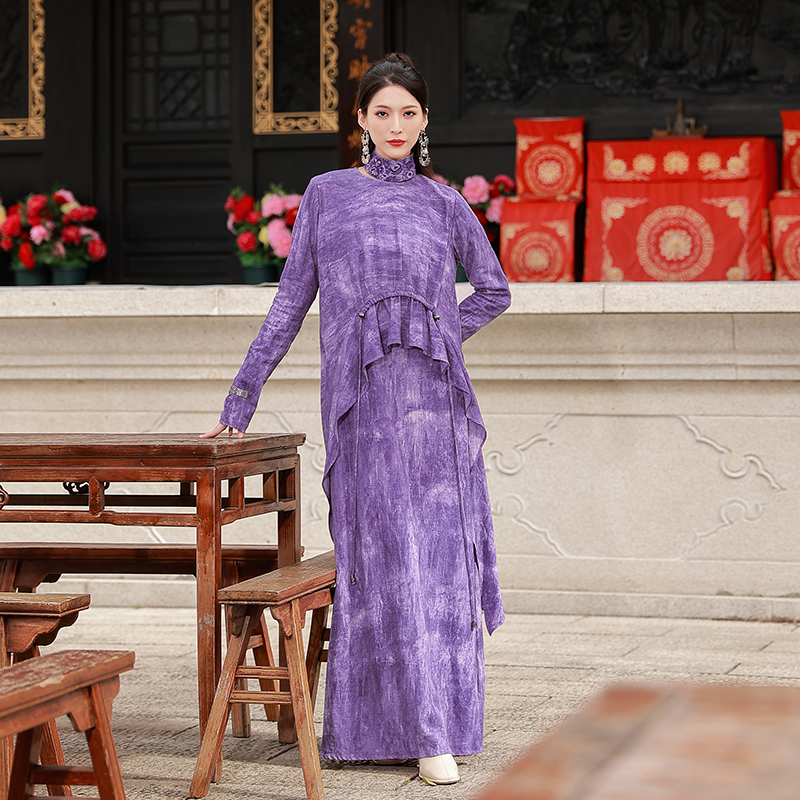 玉出紫烟抽绳炒色连衣裙 | 实物超美 有韵味 |现货加急发