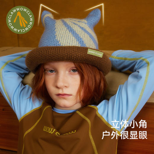 美国WOL 秋冬儿童保暖羊毛帽秋冬男女童可机洗户外骑行包头帽小恶魔帽 商品图2