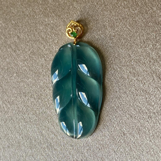 18K黄金翡翠菩提叶坠/17*29mm 商品图2