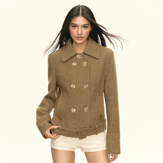 Ariseism 美式复古设计感早秋风衣式毛呢外套女秋季新款上衣 商品图0