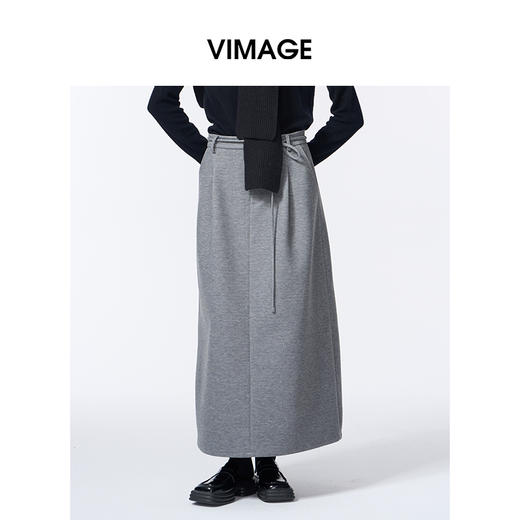 VIMAGE纬漫纪A版配本布腰绳2025秋冬新款包容性强半裙V2406109 商品图2