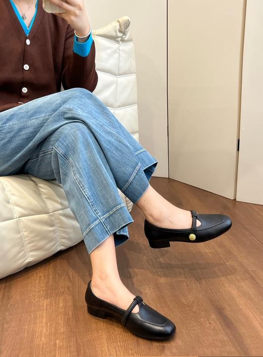 JEHURFIE/纪华菲羊皮版～复古玛丽珍T字带浅口单鞋AB25398 商品图9