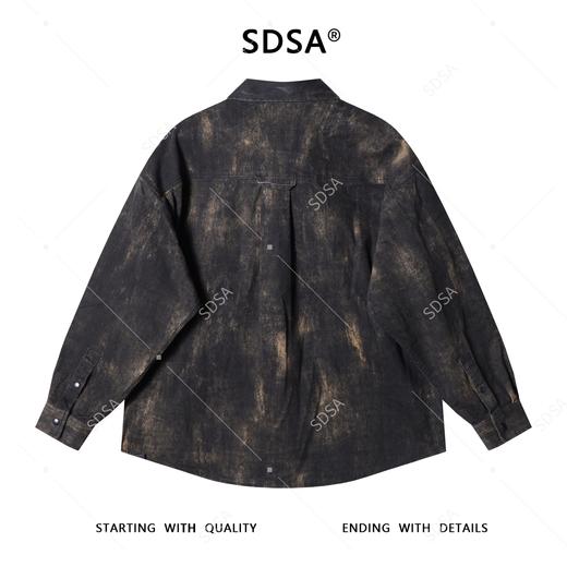252206SDSA男士秋冬新款痞帅男装潮牌街头做旧翻领长袖衬衫扎染时尚衬衣 商品图5