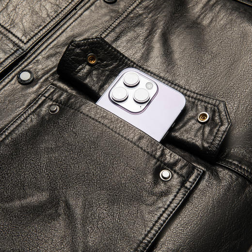 【100%牛皮】圣得西男士2025秋季新款时尚休闲翻领荔枝纹真皮皮衣 商品图10