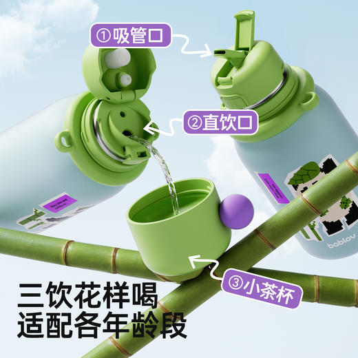 bablov儿童保温杯上学女孩男孩高颜值吸管水杯女生不锈钢便携杯子 商品图2