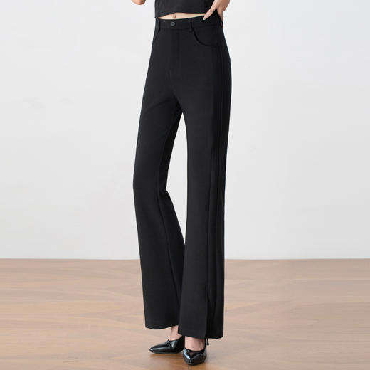 「自」全新升级【铂金会员146/天猫199/差价53】(63350)洛诗琳高级感通勤西装微喇裤2025秋季开叉高腰显瘦直筒裤 商品图2