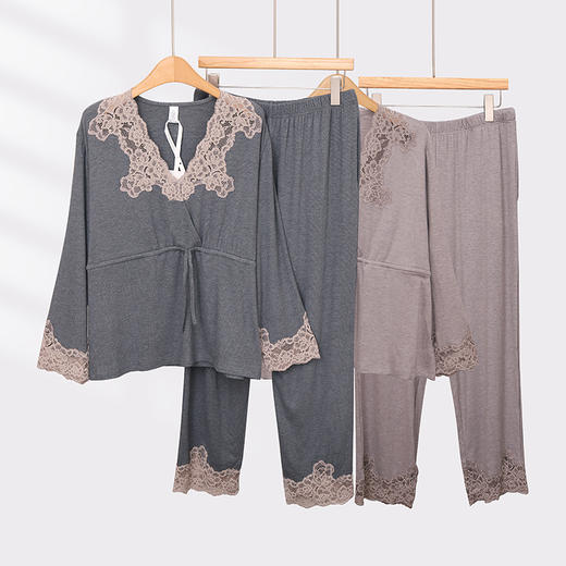 美奈川 蕾丝领蓄暖棉绒收腰套装JJ28177 商品图0