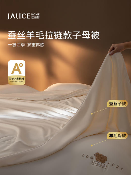 佳丽斯子母被二合一拉链款四季通用100蚕丝羊毛加厚保暖被子被芯 商品图1