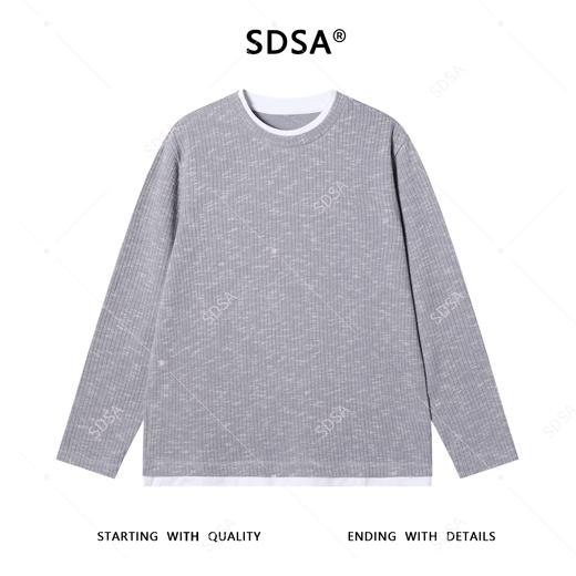 87765SDSA男士秋冬新款痞帅男装潮流针织撞色圆领假两件长袖T恤时尚 商品图1