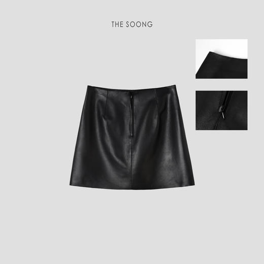 THESOONG/英国进口100%绵羊皮真皮短裙女 半裙A字裙HWPY7589 商品图7